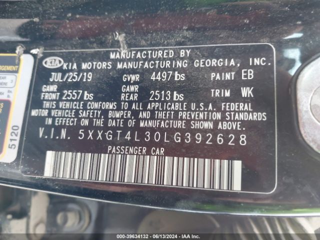 Photo 8 VIN: 5XXGT4L30LG392628 - KIA OPTIMA 