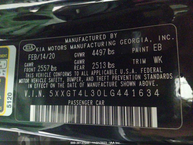 Photo 8 VIN: 5XXGT4L30LG441634 - KIA OPTIMA 