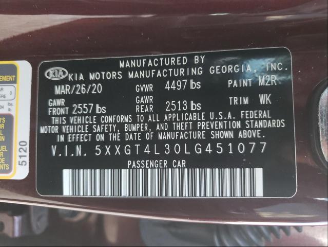 Photo 9 VIN: 5XXGT4L30LG451077 - KIA OPTIMA LX 