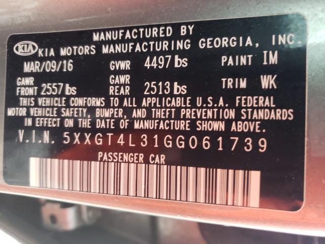 Photo 9 VIN: 5XXGT4L31GG061739 - KIA OPTIMA LX 