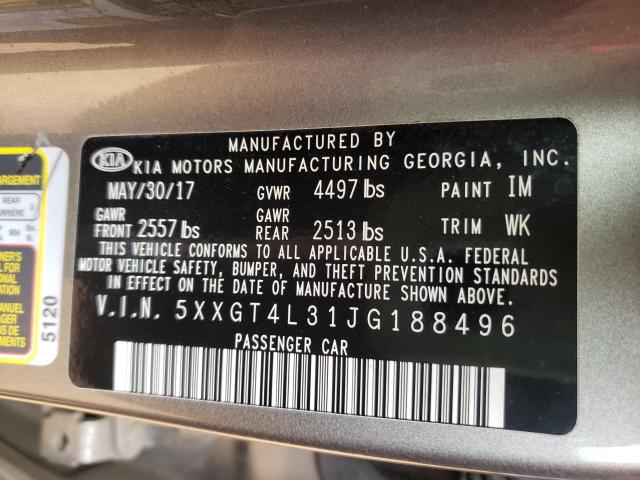 Photo 9 VIN: 5XXGT4L31JG188496 - KIA OPTIMA LX 