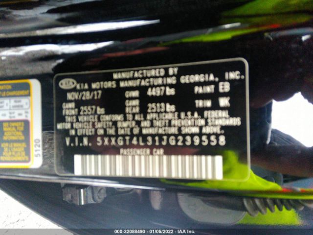 Photo 8 VIN: 5XXGT4L31JG239558 - KIA OPTIMA 