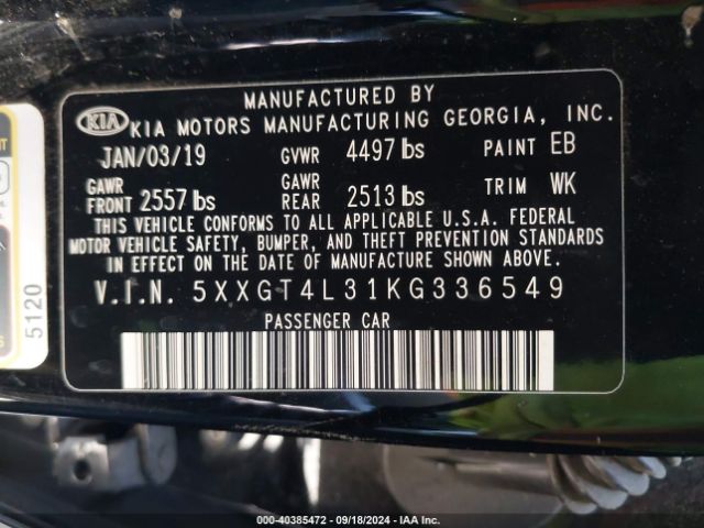 Photo 8 VIN: 5XXGT4L31KG336549 - KIA OPTIMA 