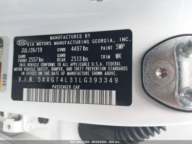 Photo 8 VIN: 5XXGT4L31LG393349 - KIA OPTIMA 