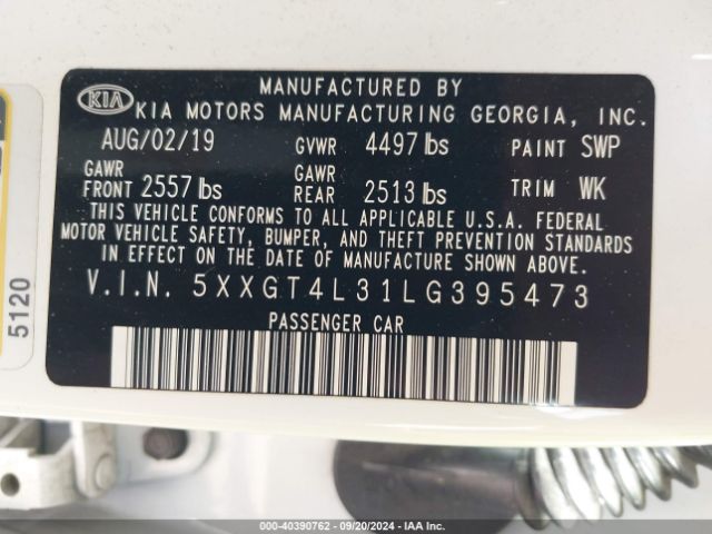 Photo 8 VIN: 5XXGT4L31LG395473 - KIA OPTIMA 