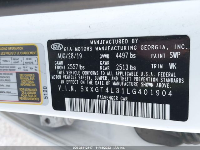 Photo 8 VIN: 5XXGT4L31LG401904 - KIA OPTIMA 