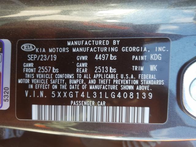 Photo 9 VIN: 5XXGT4L31LG408139 - KIA OPTIMA LX 