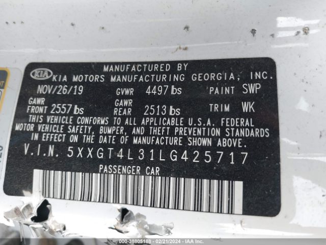 Photo 8 VIN: 5XXGT4L31LG425717 - KIA OPTIMA 