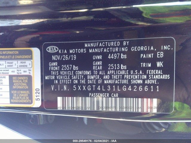 Photo 8 VIN: 5XXGT4L31LG426611 - KIA OPTIMA 