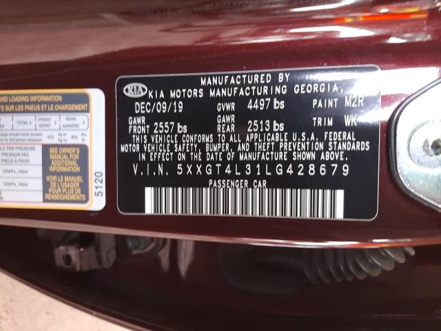 Photo 9 VIN: 5XXGT4L31LG428679 - KIA OPTIMA LX 