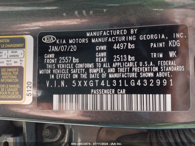 Photo 8 VIN: 5XXGT4L31LG432991 - KIA OPTIMA 