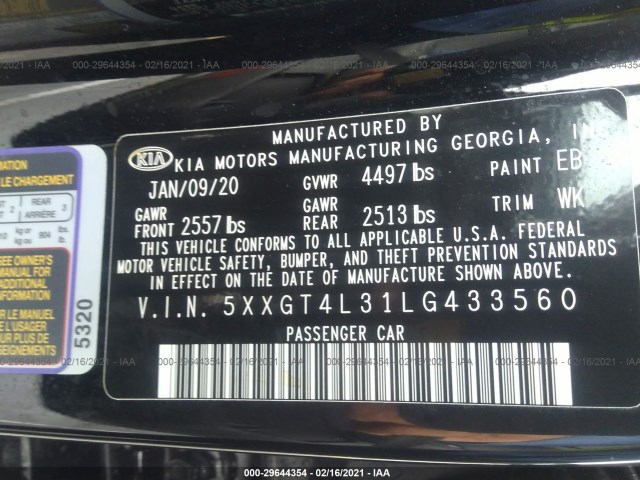 Photo 8 VIN: 5XXGT4L31LG433560 - KIA OPTIMA 