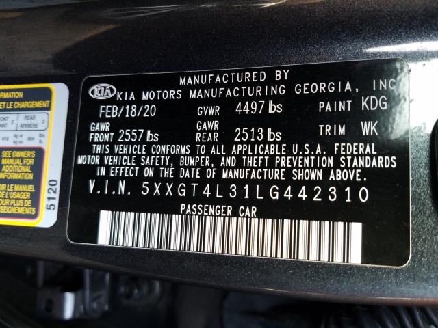 Photo 9 VIN: 5XXGT4L31LG442310 - KIA OPTIMA LX 