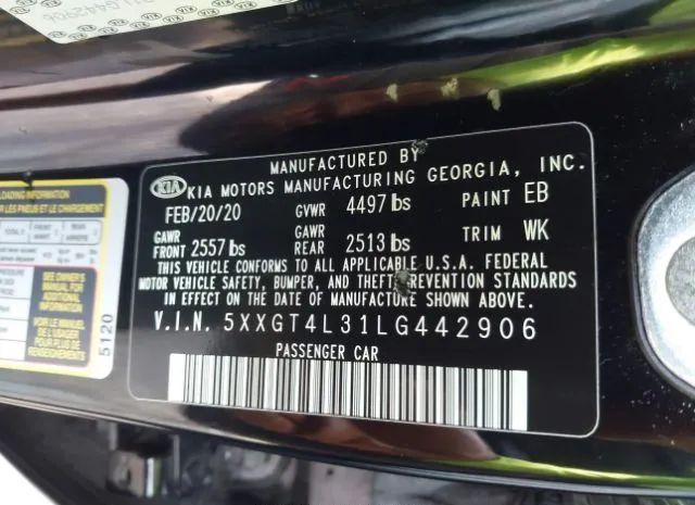 Photo 8 VIN: 5XXGT4L31LG442906 - KIA OPTIMA 