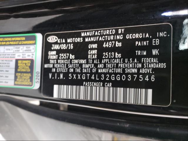 Photo 9 VIN: 5XXGT4L32GG037546 - KIA OPTIMA LX 