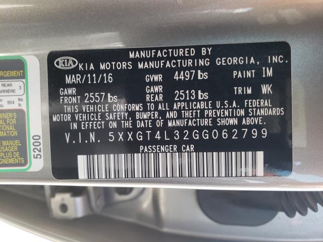 Photo 9 VIN: 5XXGT4L32GG062799 - KIA OPTIMA LX 