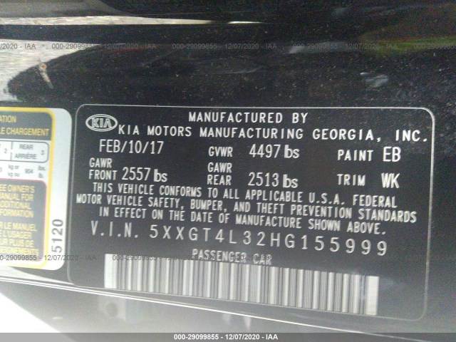 Photo 8 VIN: 5XXGT4L32HG155999 - KIA OPTIMA 