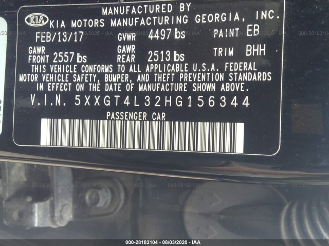 Photo 8 VIN: 5XXGT4L32HG156344 - KIA OPTIMA 