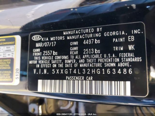 Photo 8 VIN: 5XXGT4L32HG163486 - KIA OPTIMA 