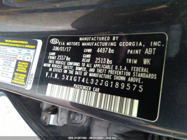 Photo 8 VIN: 5XXGT4L32JG189575 - KIA OPTIMA 