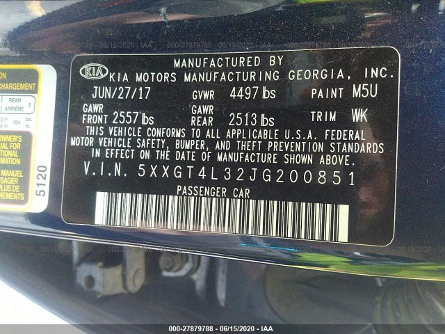 Photo 8 VIN: 5XXGT4L32JG200851 - KIA OPTIMA 