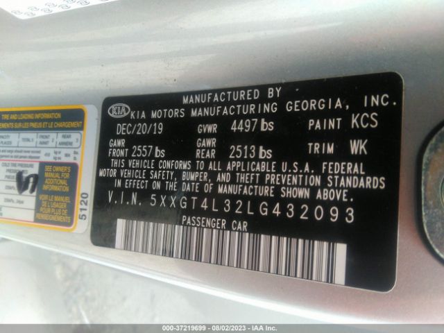 Photo 8 VIN: 5XXGT4L32LG432093 - KIA OPTIMA 