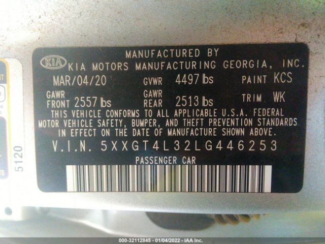 Photo 8 VIN: 5XXGT4L32LG446253 - KIA OPTIMA 