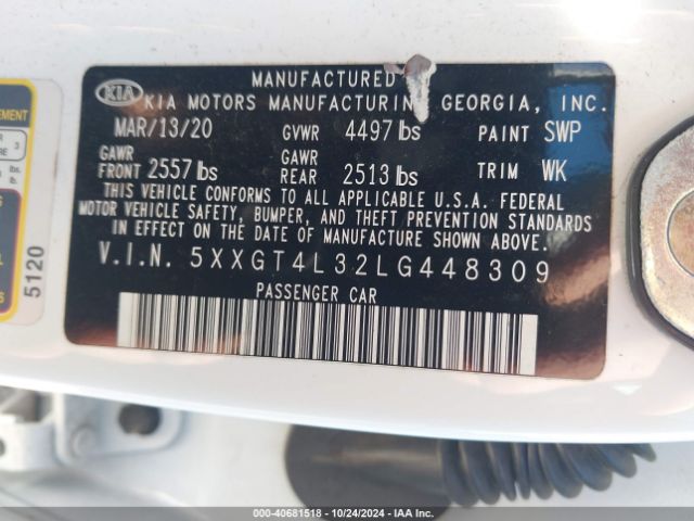 Photo 8 VIN: 5XXGT4L32LG448309 - KIA OPTIMA 