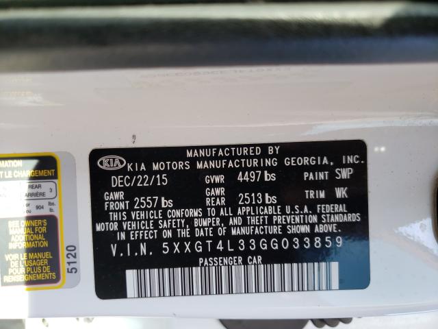 Photo 9 VIN: 5XXGT4L33GG033859 - KIA OPTIMA LX 