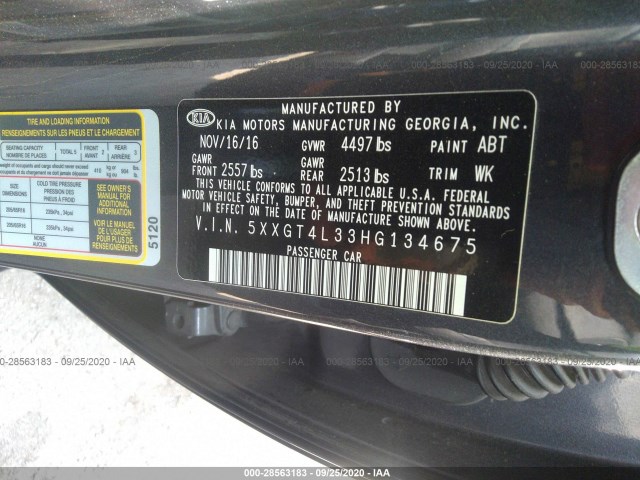 Photo 8 VIN: 5XXGT4L33HG134675 - KIA OPTIMA 