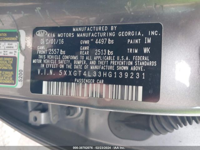 Photo 8 VIN: 5XXGT4L33HG139231 - KIA OPTIMA 