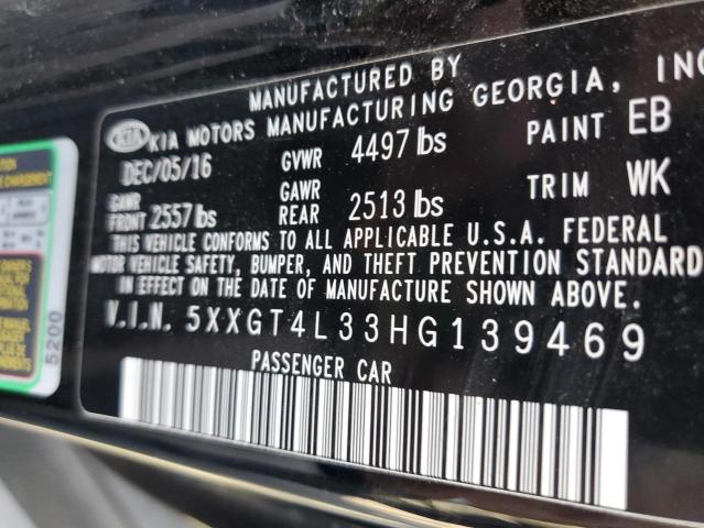 Photo 11 VIN: 5XXGT4L33HG139469 - KIA OPTIMA LX 