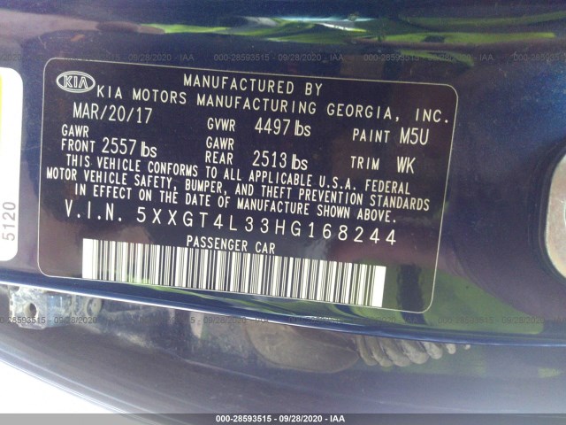 Photo 8 VIN: 5XXGT4L33HG168244 - KIA OPTIMA 