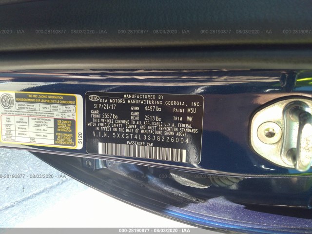 Photo 8 VIN: 5XXGT4L33JG226004 - KIA OPTIMA 