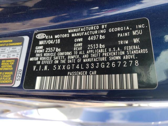 Photo 9 VIN: 5XXGT4L33JG267278 - KIA OPTIMA LX 