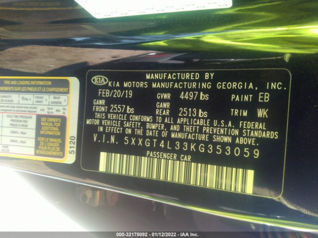 Photo 8 VIN: 5XXGT4L33KG353059 - KIA OPTIMA 