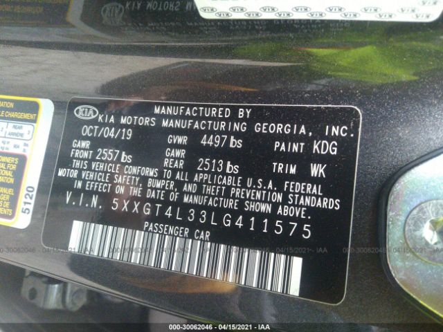 Photo 8 VIN: 5XXGT4L33LG411575 - KIA OPTIMA 