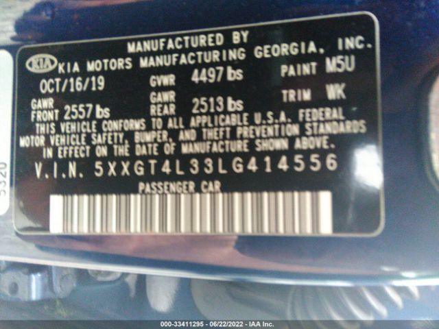 Photo 8 VIN: 5XXGT4L33LG414556 - KIA OPTIMA 