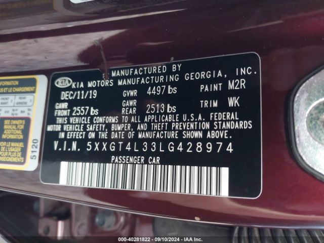 Photo 8 VIN: 5XXGT4L33LG428974 - KIA OPTIMA 