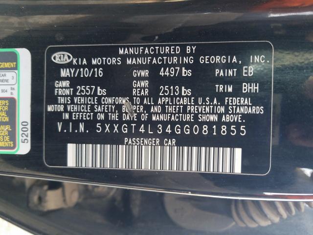 Photo 9 VIN: 5XXGT4L34GG081855 - KIA OPTIMA LX 