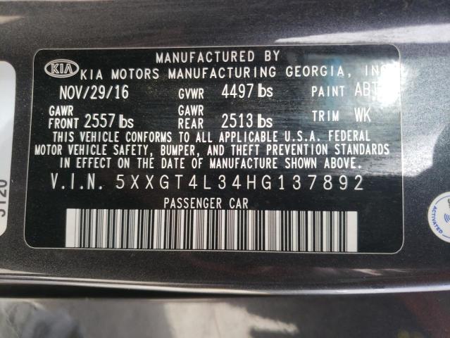 Photo 11 VIN: 5XXGT4L34HG137892 - KIA OPTIMA 