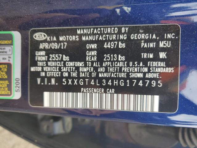 Photo 12 VIN: 5XXGT4L34HG174795 - KIA OPTIMA 