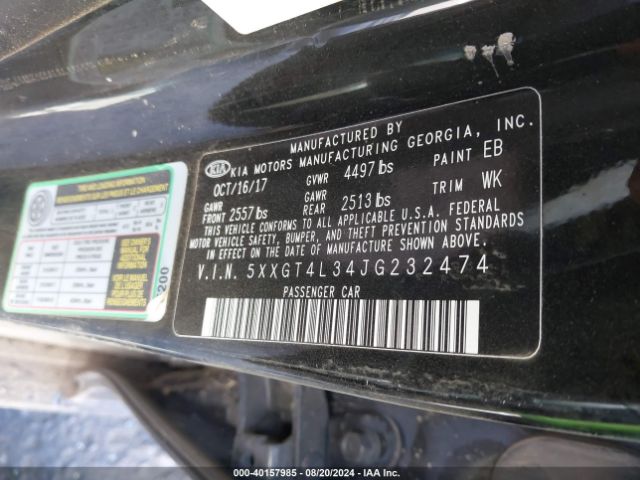 Photo 8 VIN: 5XXGT4L34JG232474 - KIA OPTIMA 