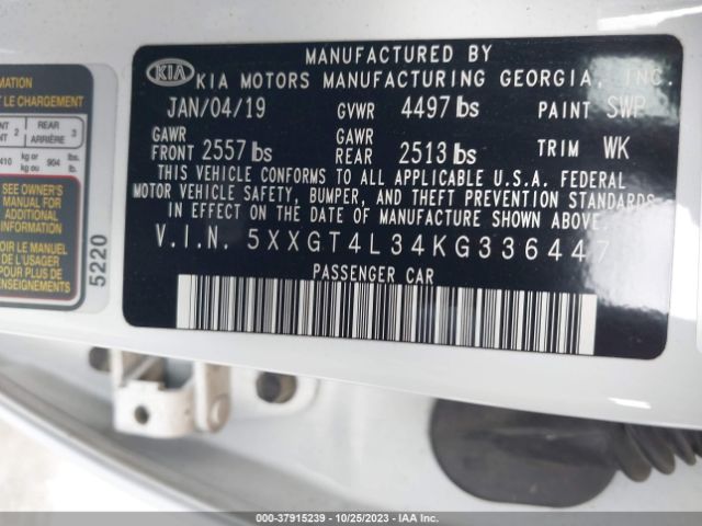 Photo 8 VIN: 5XXGT4L34KG336447 - KIA OPTIMA 