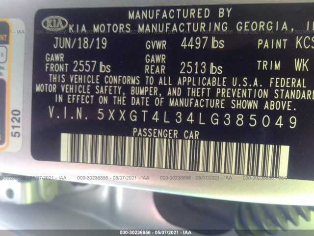 Photo 8 VIN: 5XXGT4L34LG385049 - KIA OPTIMA 