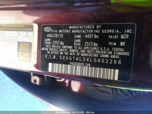 Photo 8 VIN: 5XXGT4L34LG402268 - KIA OPTIMA 