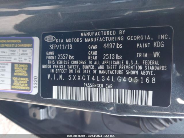 Photo 8 VIN: 5XXGT4L34LG405168 - KIA OPTIMA 