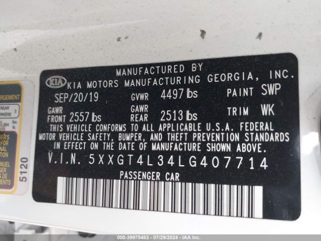 Photo 8 VIN: 5XXGT4L34LG407714 - KIA OPTIMA 