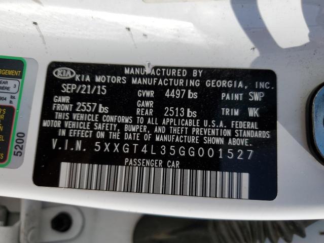 Photo 12 VIN: 5XXGT4L35GG001527 - KIA OPTIMA 