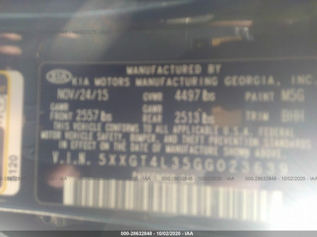 Photo 8 VIN: 5XXGT4L35GG023639 - KIA OPTIMA 